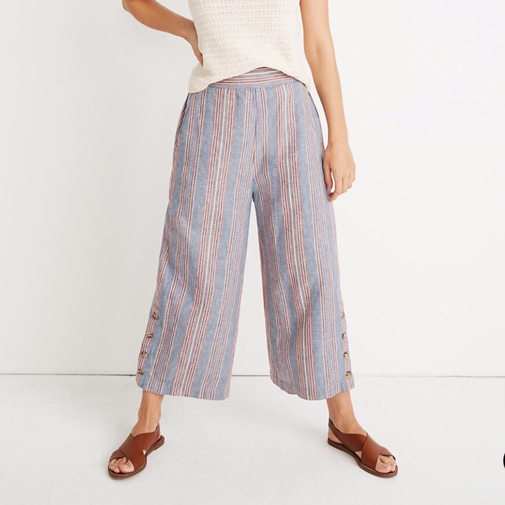Madewell Huston Crop Pants in Rainbow Stripe XXL